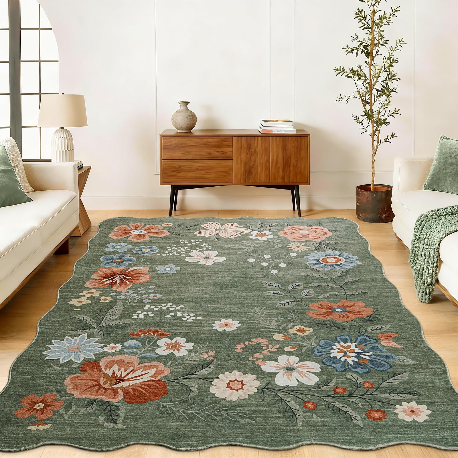 SOANNY Rug Living Room, Soft Washable Non Slip Carpet, 80x150cm, Green — image 1