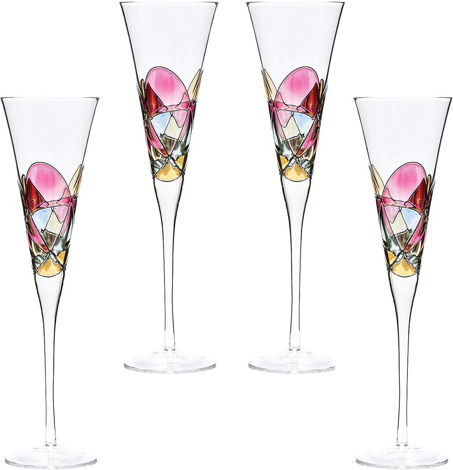 Champagne Flute 7.5 OZ Set 4 Gaudi Experience from Antoni Barcelona Birthday presents Hand Painted