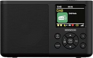 Kenwood CR-M33DAB-B - Radio portatile DAB+ con Bluetooth, batteria agli ioni di litio integrata e display a colori da 6,1 cm, porta di ricarica USB-C, uscita cuffie (stereo), nero