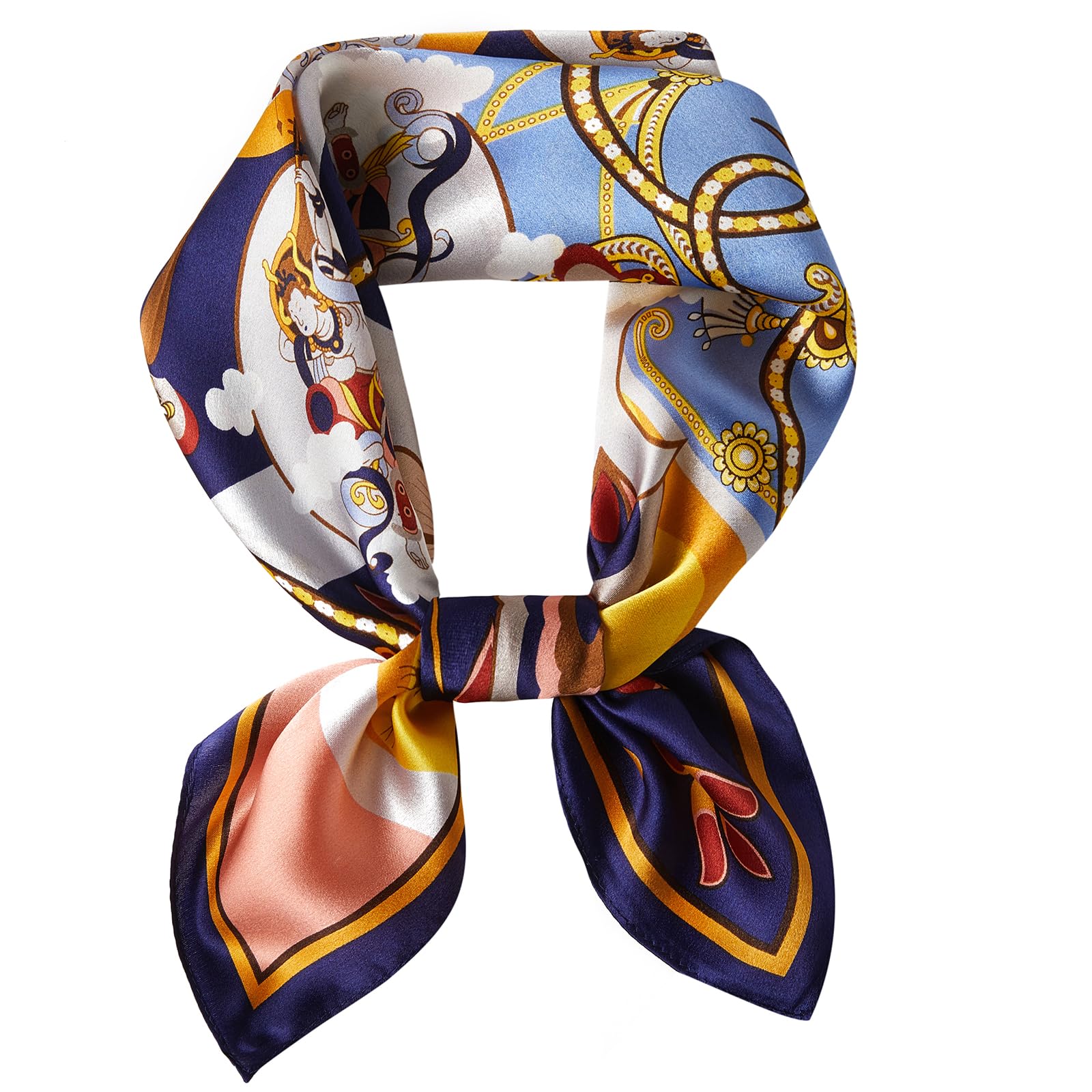 WUZININGLE 100% Mulberry Silk Neck Scarf, 21"x21" Silk Hair Head Scarf for Women Men, Lightweight Square Silk Scarf Small