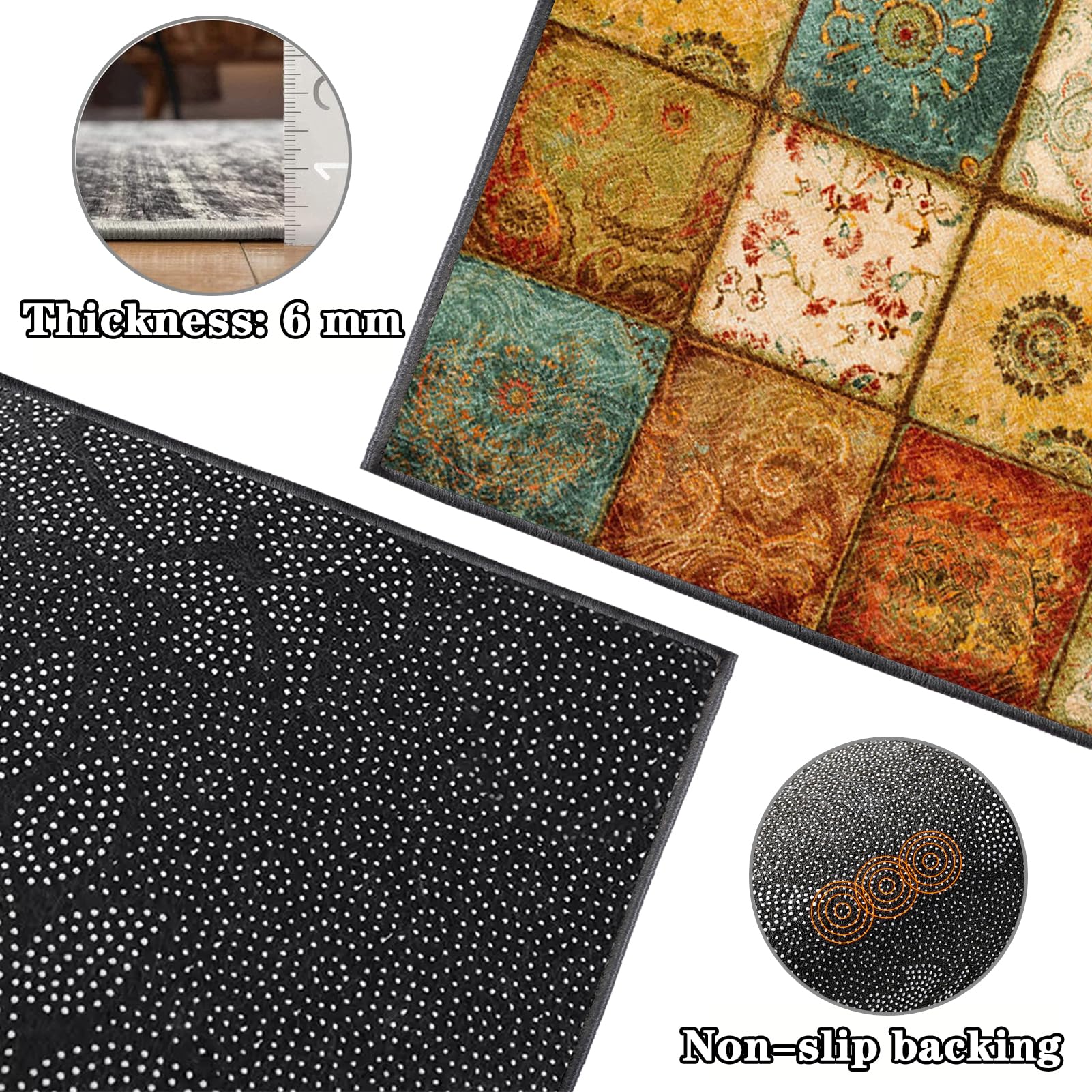 Küchenläufer Teppich Läufer für Flur Küche Wohnzimmer Schlafzimmer, Teppichläufer rutschfest Waschbar Teppich für Küche, Flurteppich Eingangsteppich Bettvorleger Schlafzimmer 120 x 450 cm