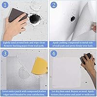 Vista 3 de Paquete de 12 parches de reparación de paneles de yeso de 2 pulgadas, parche de reparación de pared de aluminio, malla de fibra autoadhesiva sobre