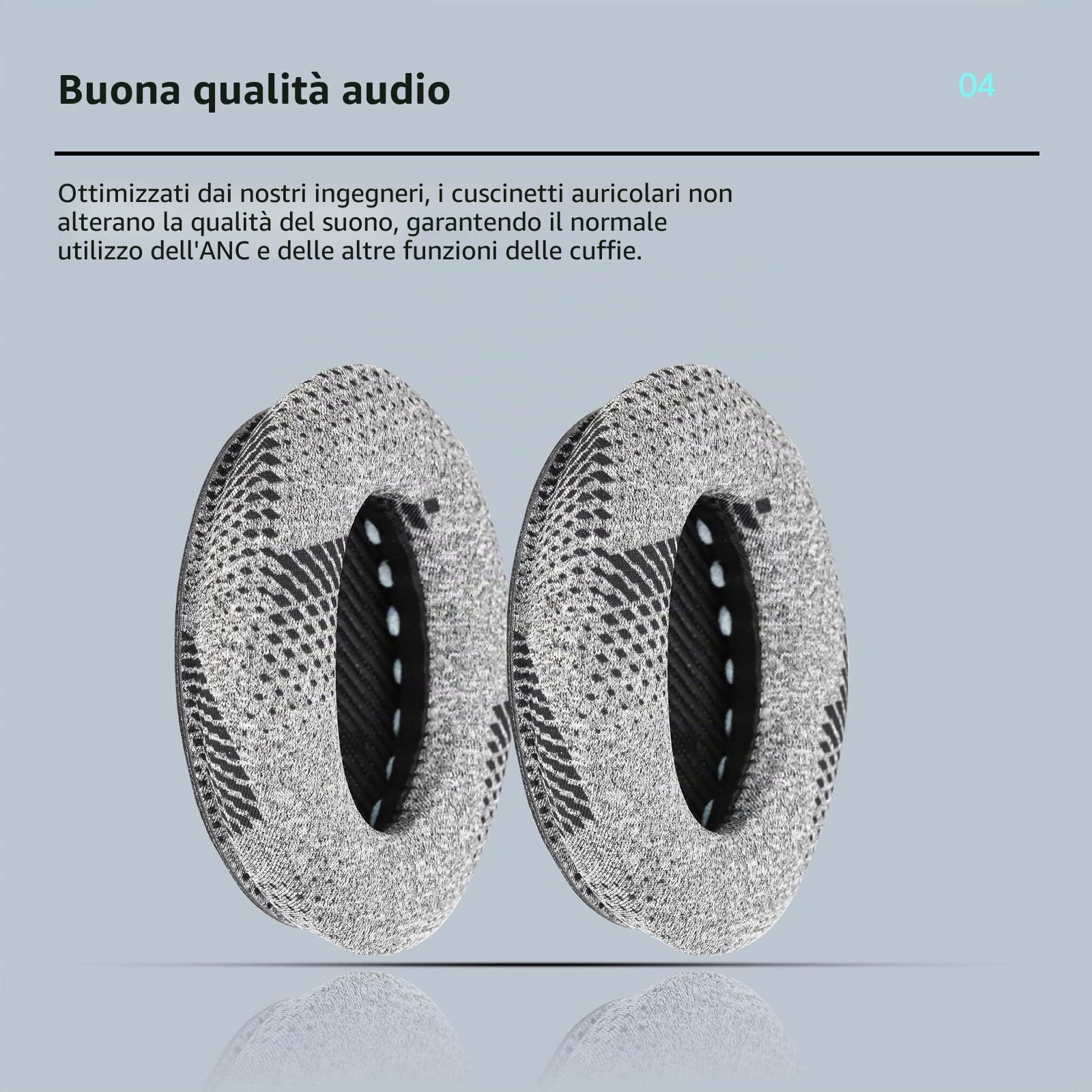 Cuscinetti Auricolari di ricambio in gel QuietComfort 35 / QC35ii, compatibili con la serie Bose QC45 QC35 QC25 QC2 QC15/ Around-Ear 2/AE2 AE2i AE2w/ SoundTrue e SoundLink-Grigio/Nero