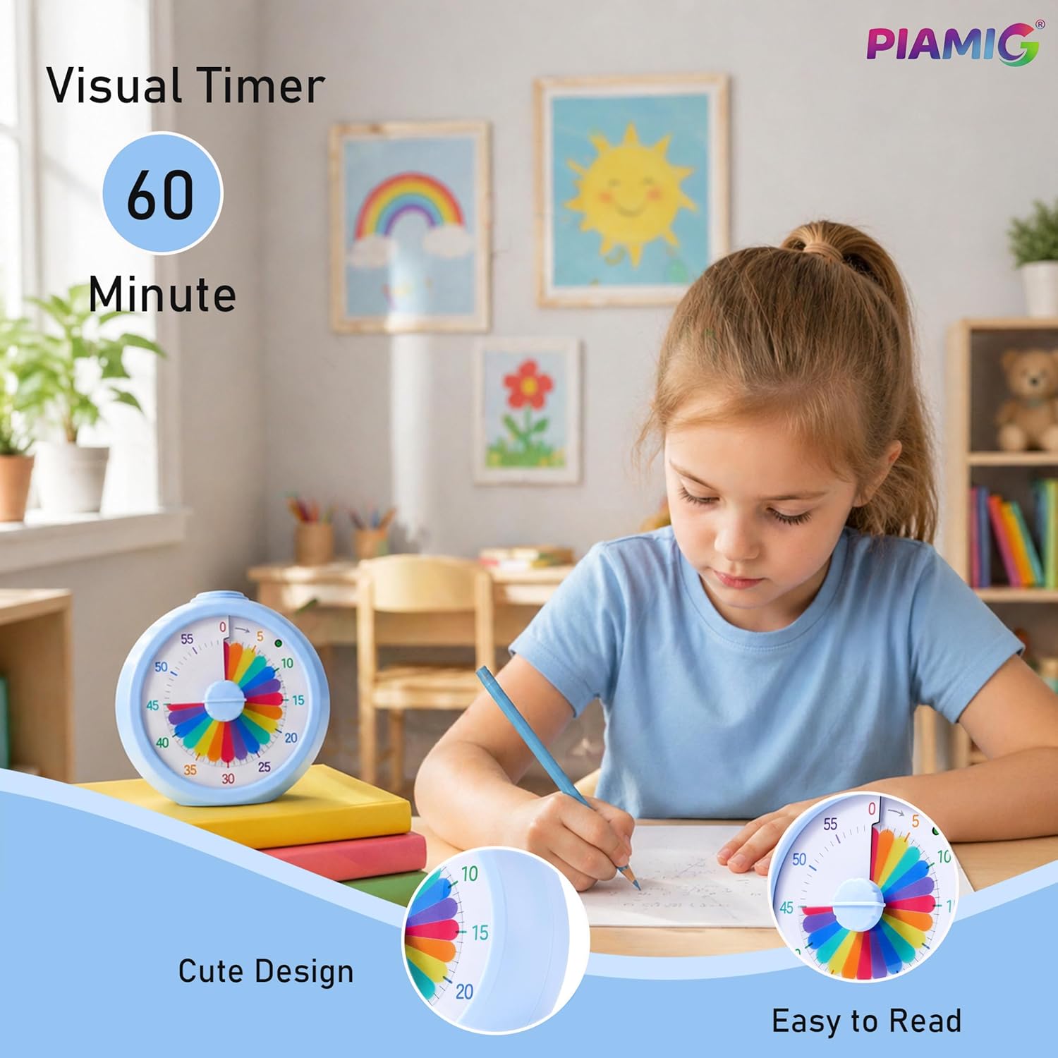 Visual Timer, 60-Minute Countdown Timer for Kids, Adults, Classroom & Home