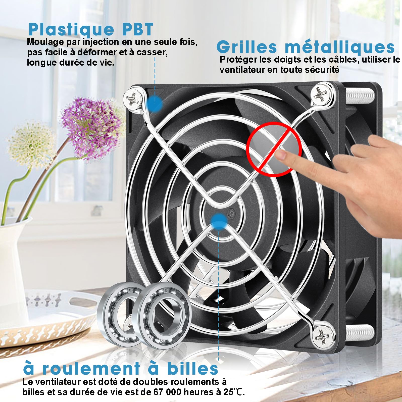 GDSTIME AC EC Ventilateur 220V 80mm PC Fan 230V 80x80 à roulement à billes | ventilateur pc 80mm 220v fan 80x80x25