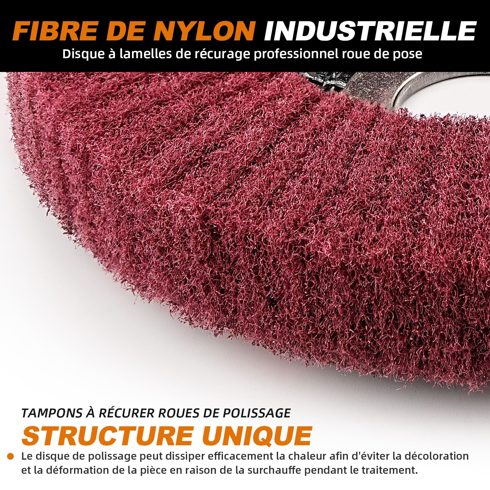SI FANG Lot de 6 Disque de Ponçage à Lamelles en Fibre de Nylon, 12.5 x 2.2 cm -320 Grit Roue de Polissage pour Meuleuse d'angle, Pour le nettoyage, l'ébavurage et l'élimination de la rouille