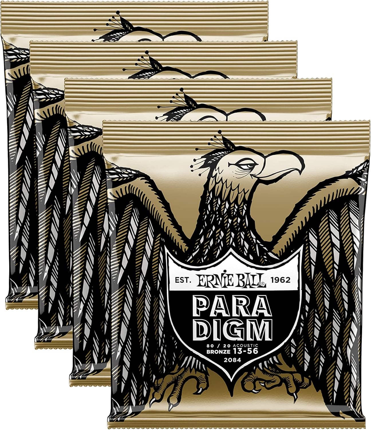 4 PACK Ernie Ball 2084 Paradigm Medium 80/20 Bronze Acoustic Guitar Strings, 13-56