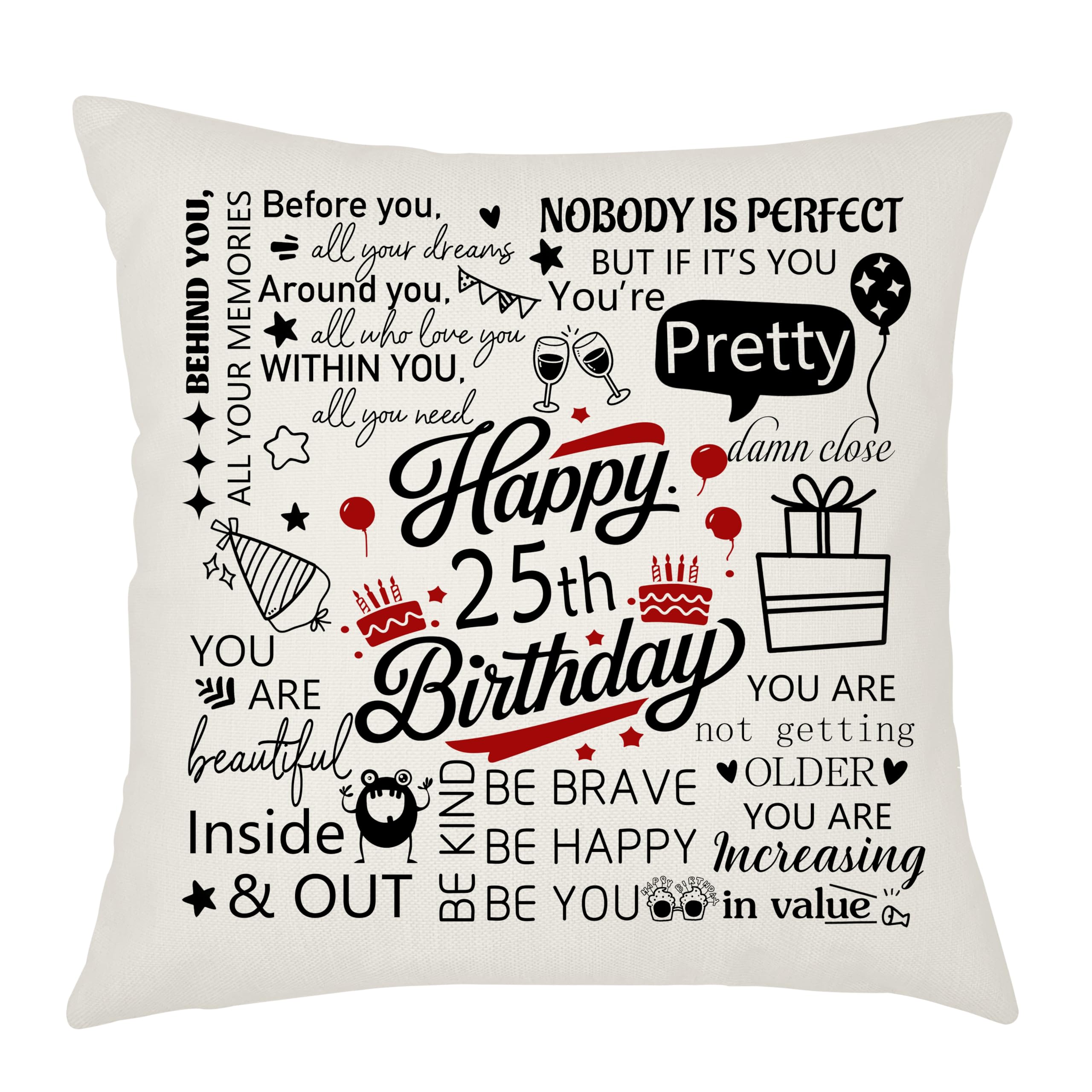 Weosan Birthday Gift for Family & Friends, Happy Birthday Cushion Cover, Gifts for celebrating birthday, Throw Pillow Case 45x45 cm Home Office Decor (25th) — image 1