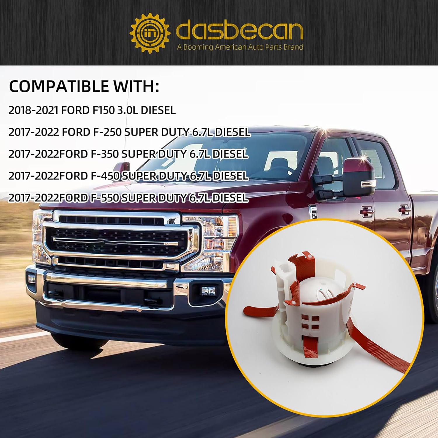 Dasbecan DEF Pump Assembly Compatible with 2017-2022 Ford F150 F250 F350 F450 F550 Super Duty 3.0L 6.7L Diesel Exhaust Fluid Heat Pump Module Rplace# HC3Z-5J229-B HC34-5J229-AA FC44-5J229-AB