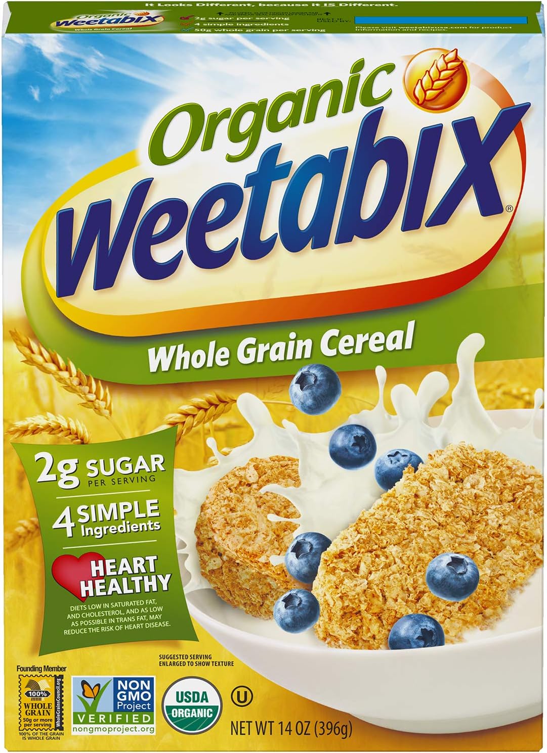 Organic Whole Grain Cereal Biscuits, USDA Certified Organic, Non-GMO Project Verified, Heart Healthy, Kosher, Vegan, 14 Oz Box