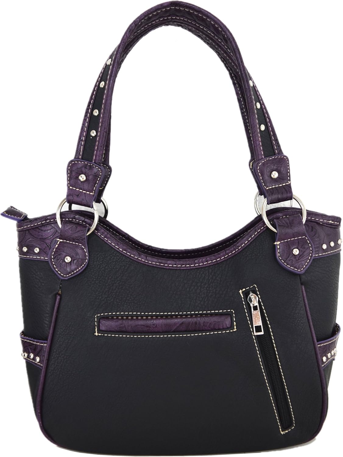 Western Style Rhinestone Cross Studded Laser Cut Wings Tooled Leather Purse Women Handbags Country Shoulder Bag Wallet Set - Image 4