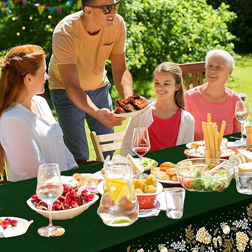 Miniatura 7 de IVAPUPU Mantel navideño rectangular de 60 x 84 pulgadas, mantel lavable para decoración de fiestas, picnic, cena, color verde