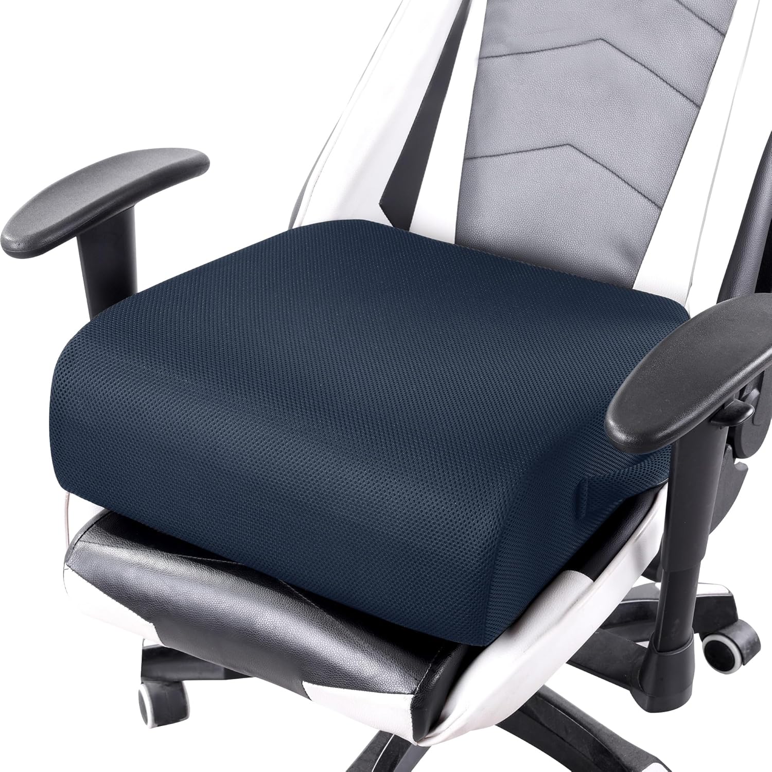 MABOZOO Extra Thick Chair Cushions, Office Chair Booster Seat Cushion to Raise Seat Height for Pain Relief,18 x 16 x 6 inch Non Slip Memory Foam Thick Cushion with Carry Handle(Navy Blue)