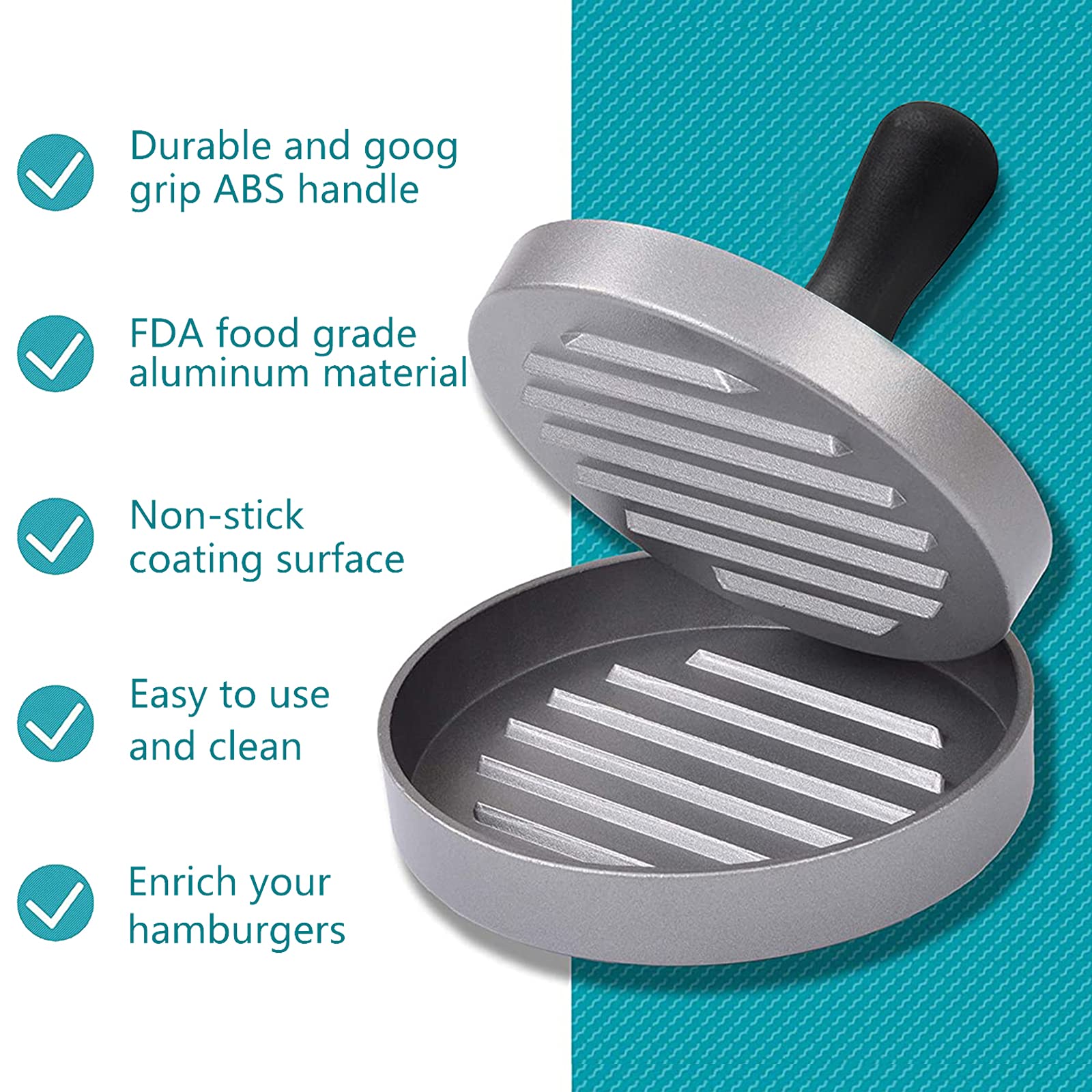Rakuten Burger Press, Quarter Pounder Hamburger Press Aluminum + 100