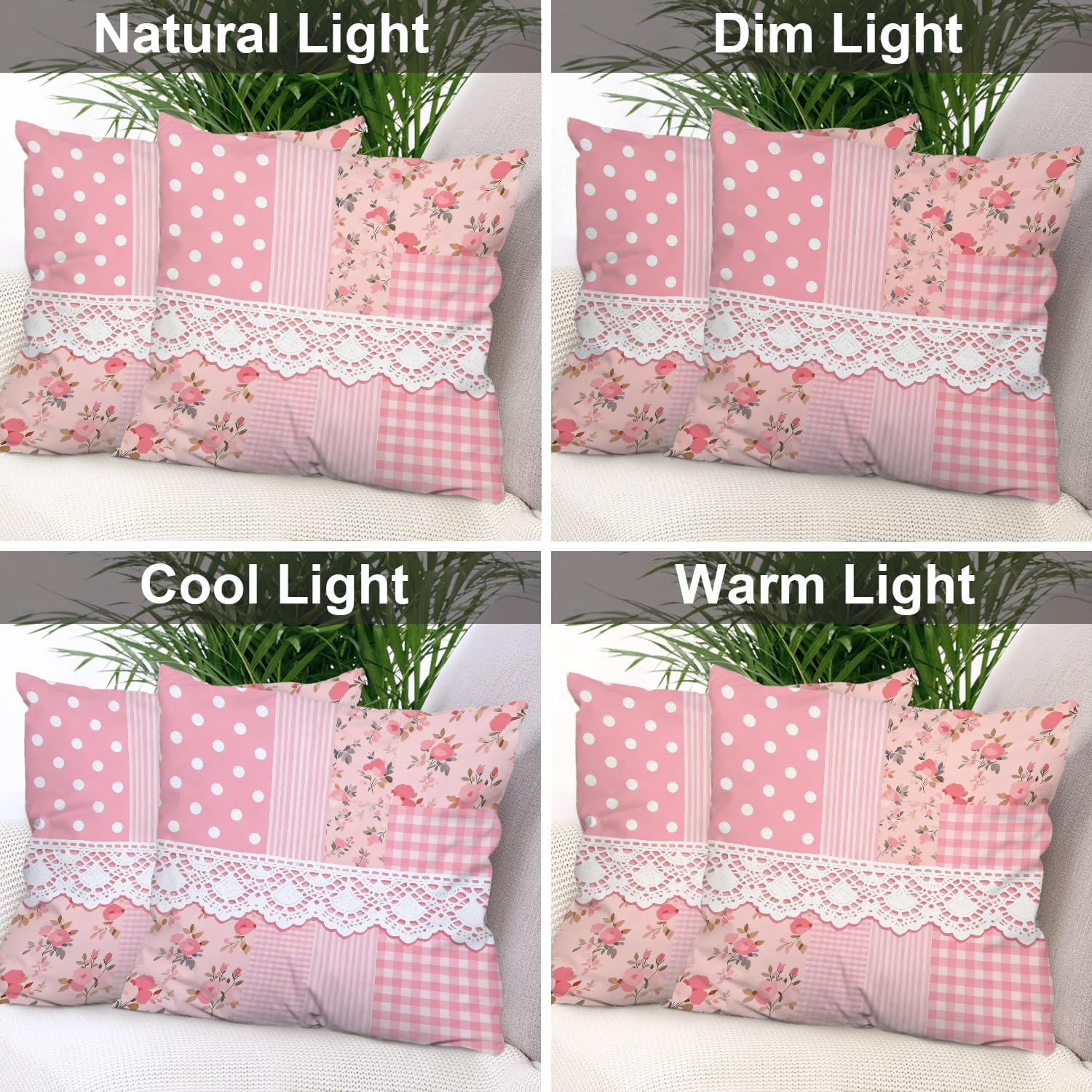 Batmerry Flower Pretty Cute Throw Pillow Covers,Shabby Chic Vintage Stripes Roses Decorative Pillow Covers Digital Printing Blended Fabric for Couch Sofa Bed Invisible Zipper 20X20 in