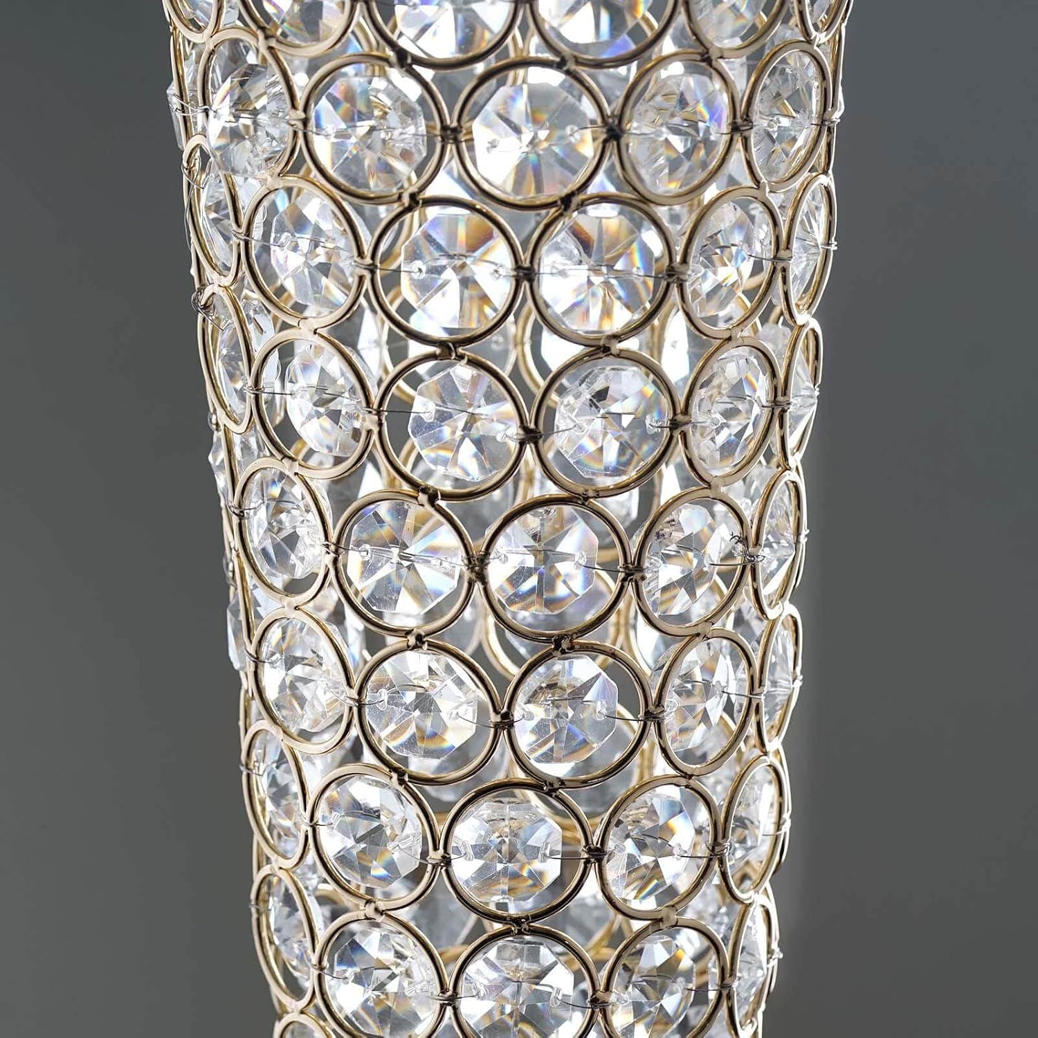Efavormart 24" Metallic Gold and Crystal Beaded Hurricane Floral Vase Centerpiece