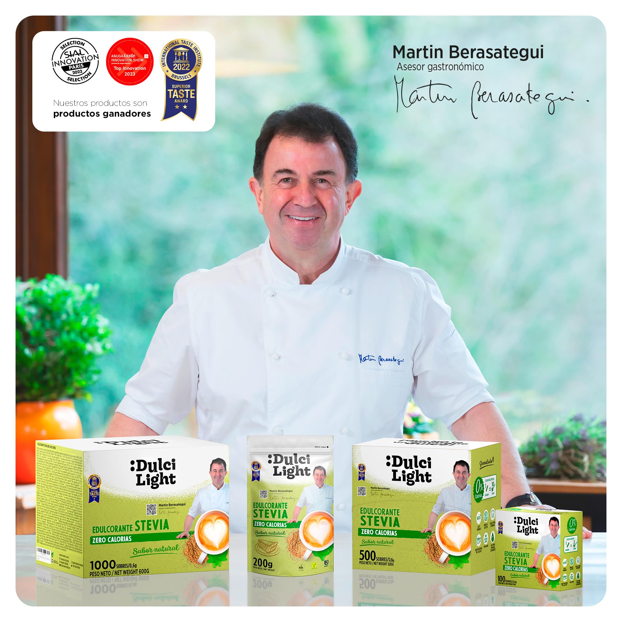 Dulcilight Estevia Granulada Doypack 200g Stevia 100% Sabor Natural Zero Calorías Edulcorante Sustituto del Azúcar No GMO Keto Vegano