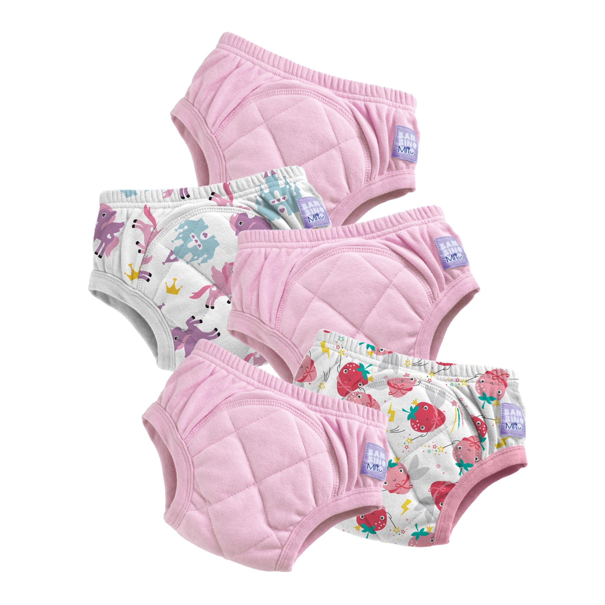 Bambino Mio Pantaloni da allenamento per bambini piccoli, confezione da 5, 3-4 anni, rosa magica, riutilizzabili, lavabili, per bambini e bambine, con punto croce