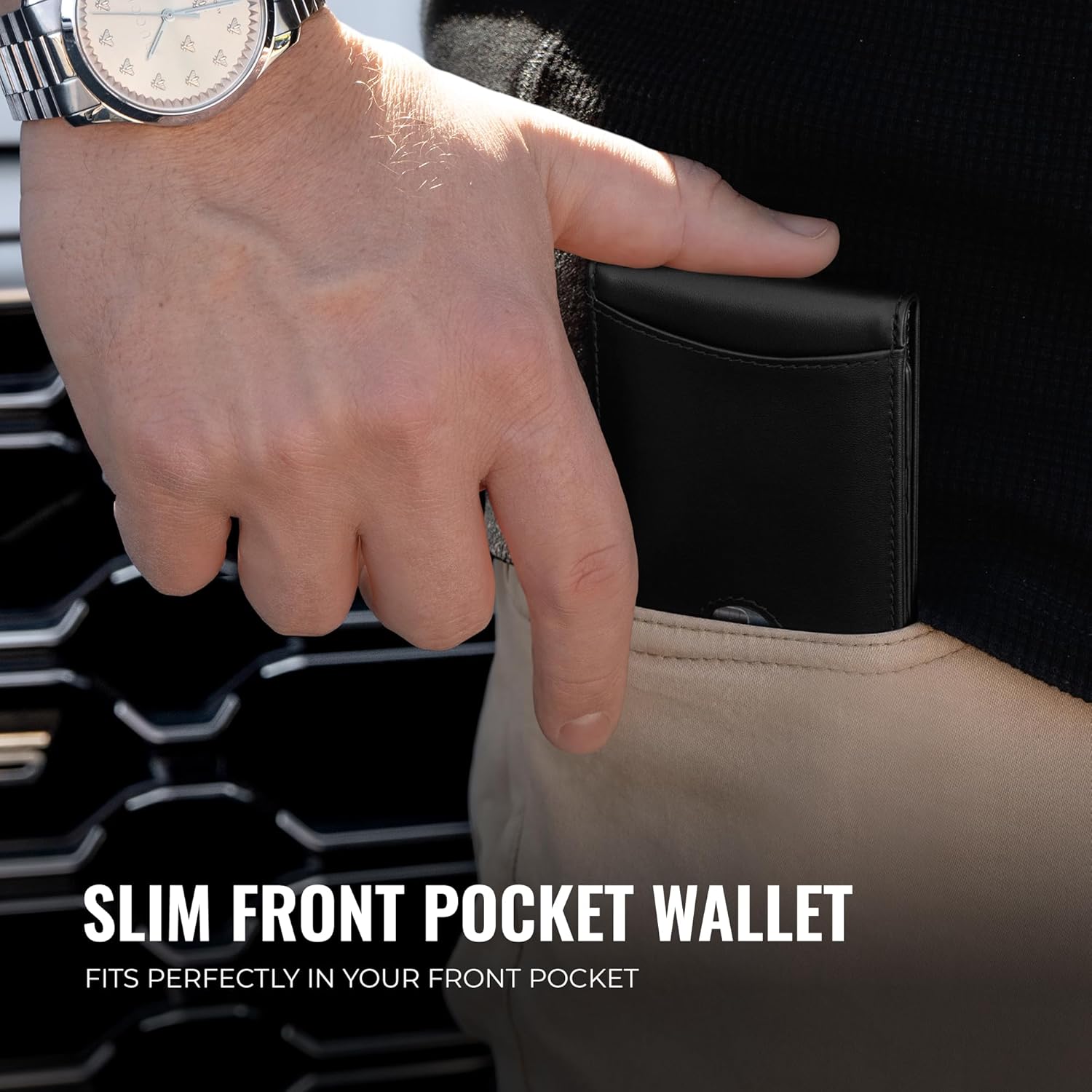 Kingly Cash Pocket Slim Wallet for Men - RFID Blocking Leather Card Holder - Minimalist Men’s Wallet for Front Pockets - Holds 1-15 Cards & Cash - Durable Italian Leather Wallets - Image 3