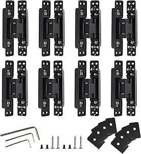 MaXpeedingrods 2Pcs Hidden Door Hinge, 6 Inch Invisible Hinges For Doors, 3 Way Adjustable Heavt Duty Hinges 180 Degree Concealed Door Hinge Door Thickness