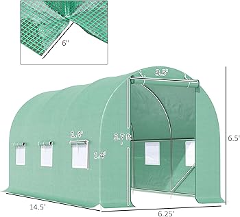 シアーガーデン Amazon.com : 15' x 6' x 7' Walk in Tunnel Greenhouse GPlant
