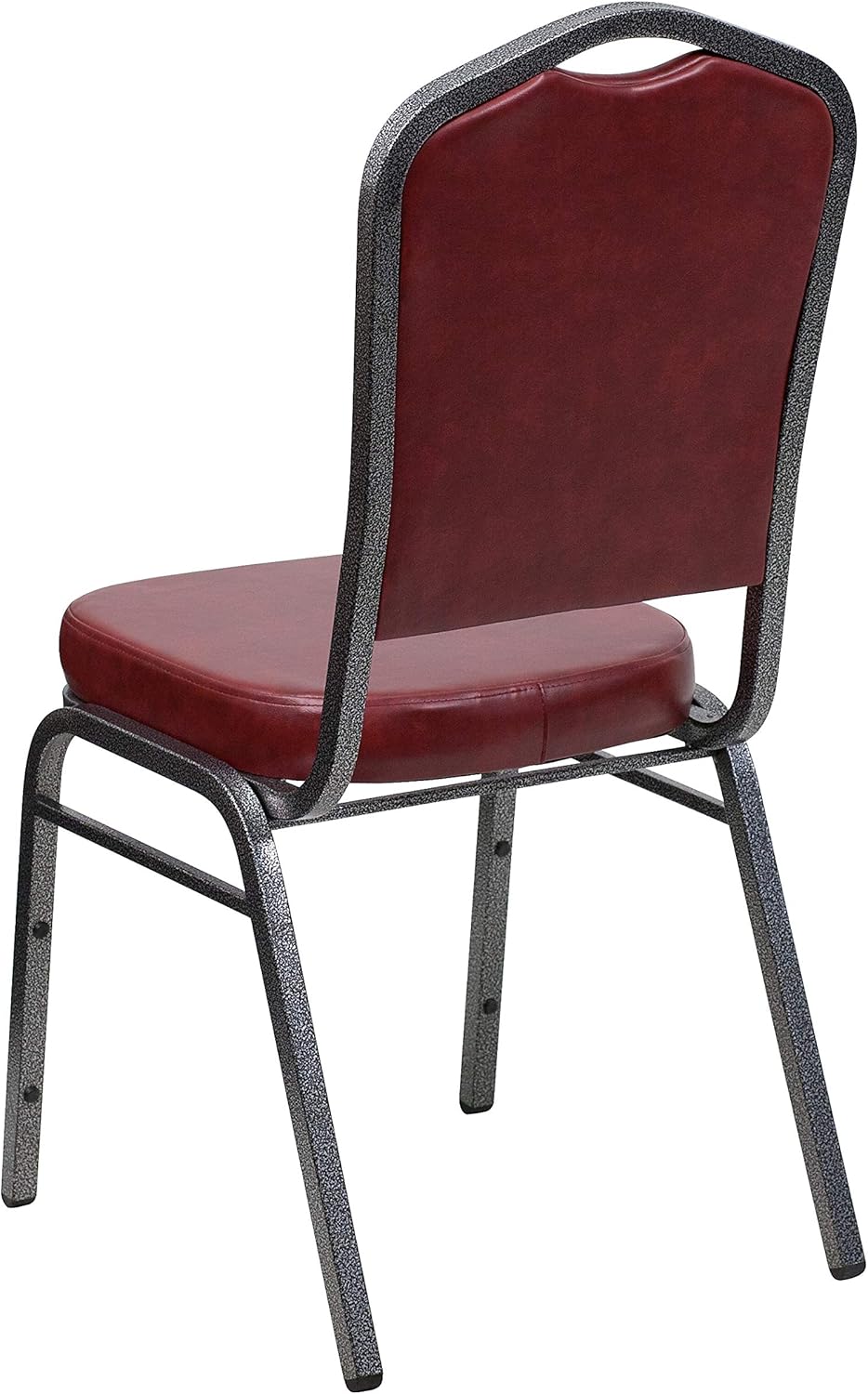 Flash Furniture HERCULES Series Crown Back Stacking Banquet Chair in Burgundy Vinyl - Silver Vein Frame