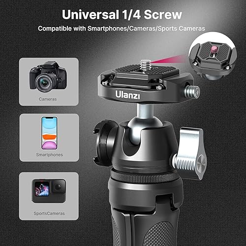 Miniatura 3 de ULANZI Trípode de cámara, MT-46 de aleación de aluminio para cámara con placa de liberación rápida F38, ajuste de 4 niveles, cabezal de bola 360 con