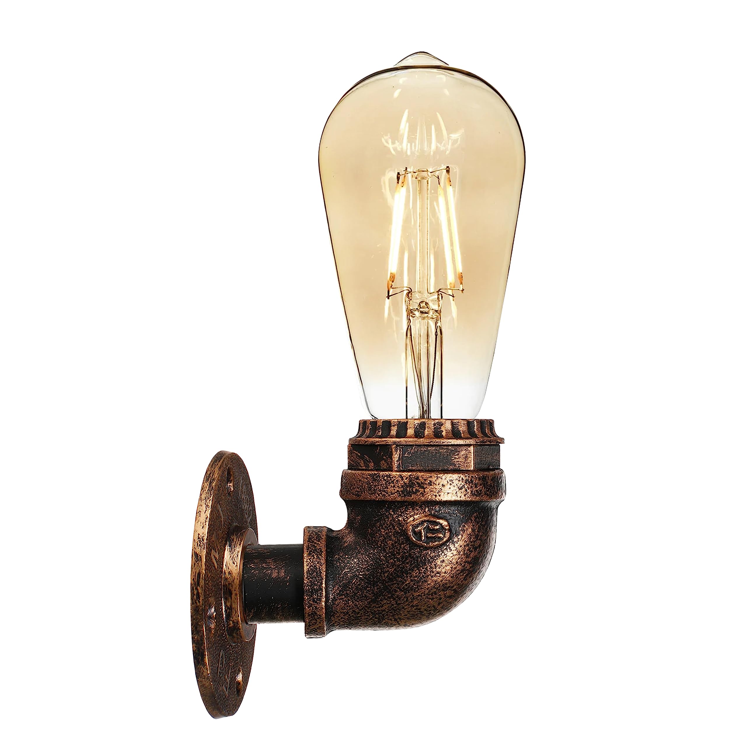 DC VOLTAGE Vintage Industrial Water Pipe Wall Light Steampunk Metal Valve Tap Wall Sconce E27 Rustic Loft Lamp for Bedroom, Living Room, Café