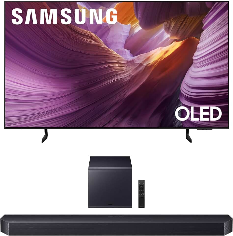 Samsung QN77S85FAEXZA 77 Inch OLED HDR 4K Smart TV with a HW-Q900F Q Series Soundbar 7.1.2 Ch Subwoofer (2025)