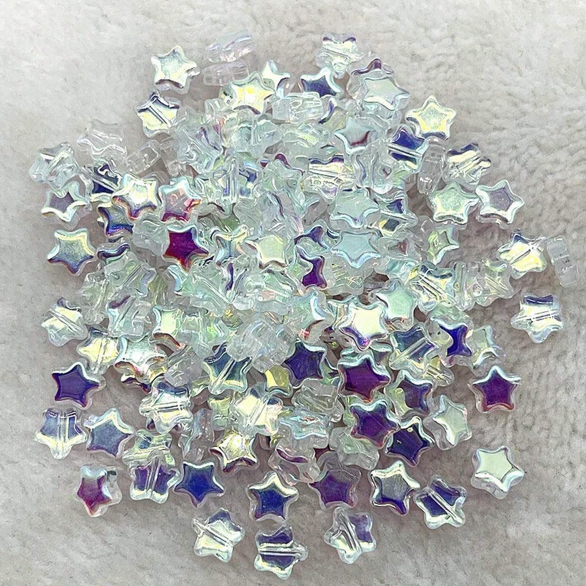 HUIOYG 30pcs 8mm Star Glass Beads Loose Spacer Bead for Jewelry Making Bracelets