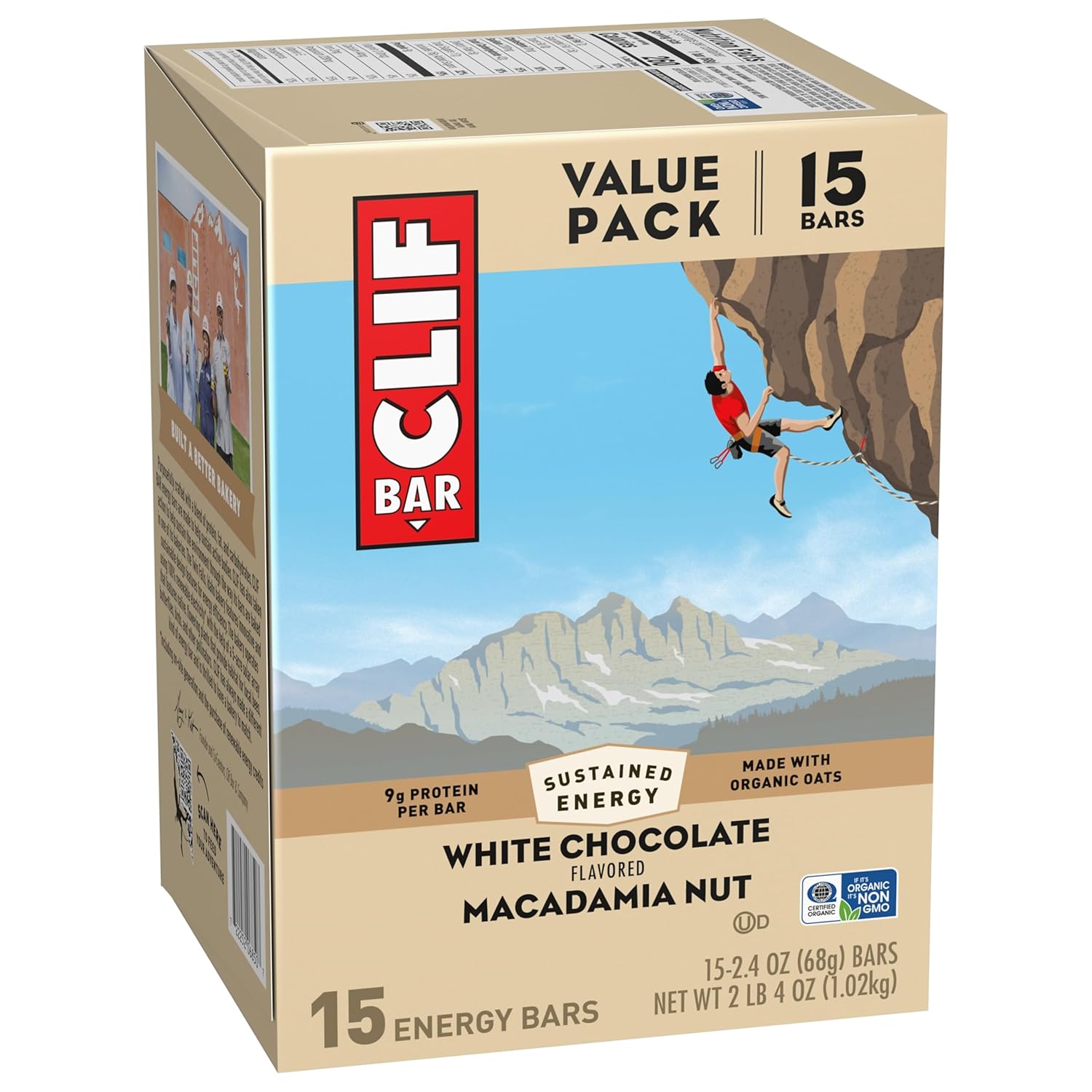 CLIF BAR - White Chocolate Macadamia Nut Flavor - Made with Organic Oats - Energy Bars - Non-GMO - Plant Based Protein Bars (15 Pack) image 9 of 16 B0CXQ5SK16