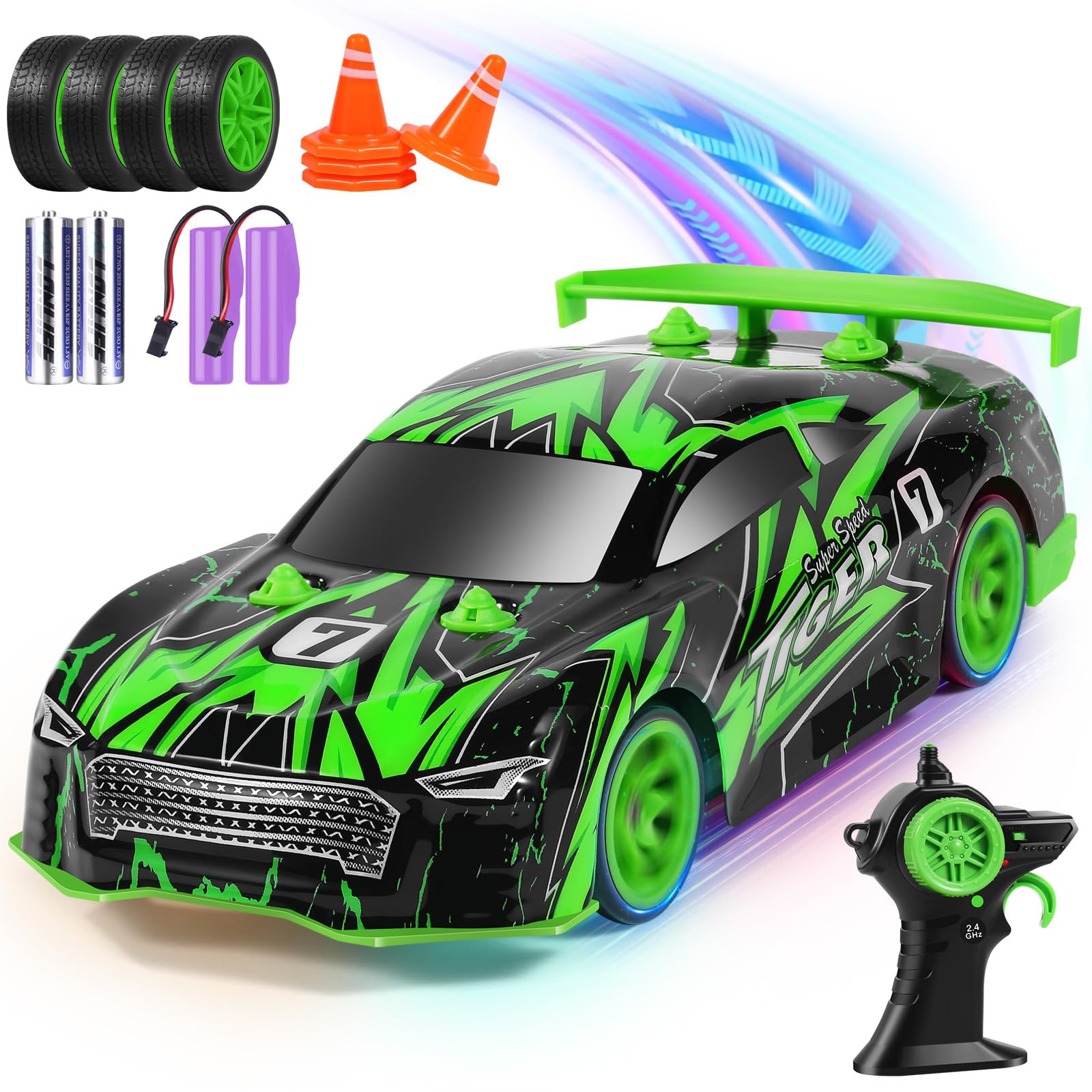 Buy BIFYTON Remote Control Car, RC Drift Stunt Car with LED Lights Glow
