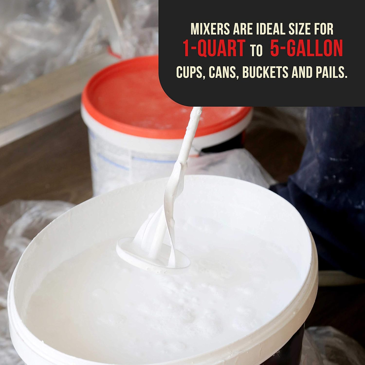 TCP Global Set of 2 Paint, Epoxy Resin, Mud and Cement Mixer Blades - Power Drill Stirring Tools - 15.5" & 14" Ribbon Mixing Paddles, 3/8" & 5/16" Hex Head Shafts - Mix 1 to 5 Gallon Bucket - Concrete : Tools & Home Improvement