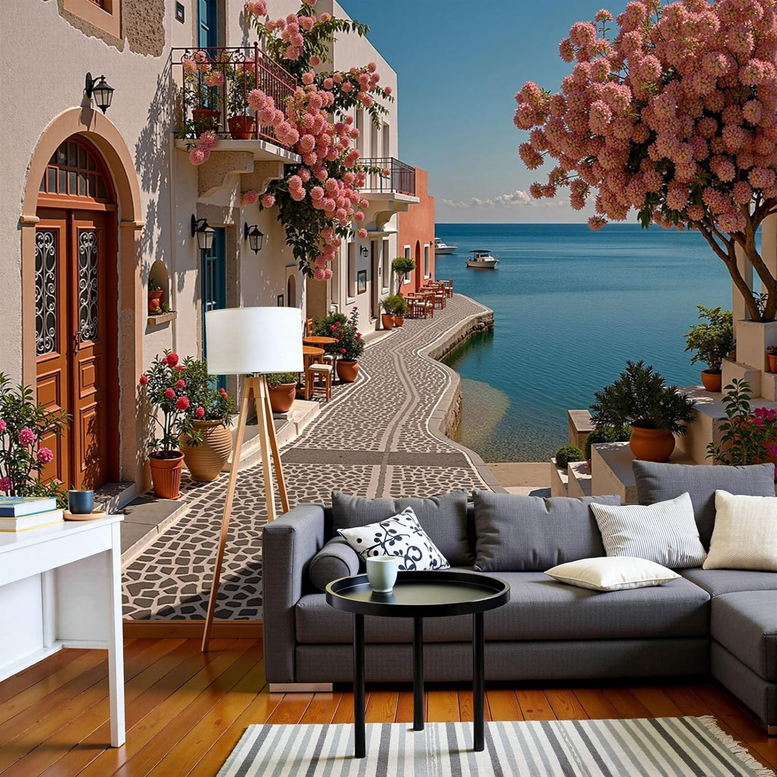 kfjhgbdshhj Photo Wallpaper Aegean Coastal City Nature Greek Architecture Modern Living Room Bedroom Brown Wall Decoration Motif Wallpaper,200cmx140cm Stickers - Frameless Painting - Poster