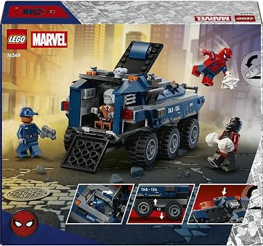 LEGO Marvel Örümcek Adam Hapishane Nakliye Aracı Takibi 76349-8 Yaş ve Üzeri Çocuklar için Örümcek Adam, Tarantula ve bir DODC Muhafızı Minifigürü İçeren Oyuncak Yapım Seti, Hediye Fikri (367 Parça)