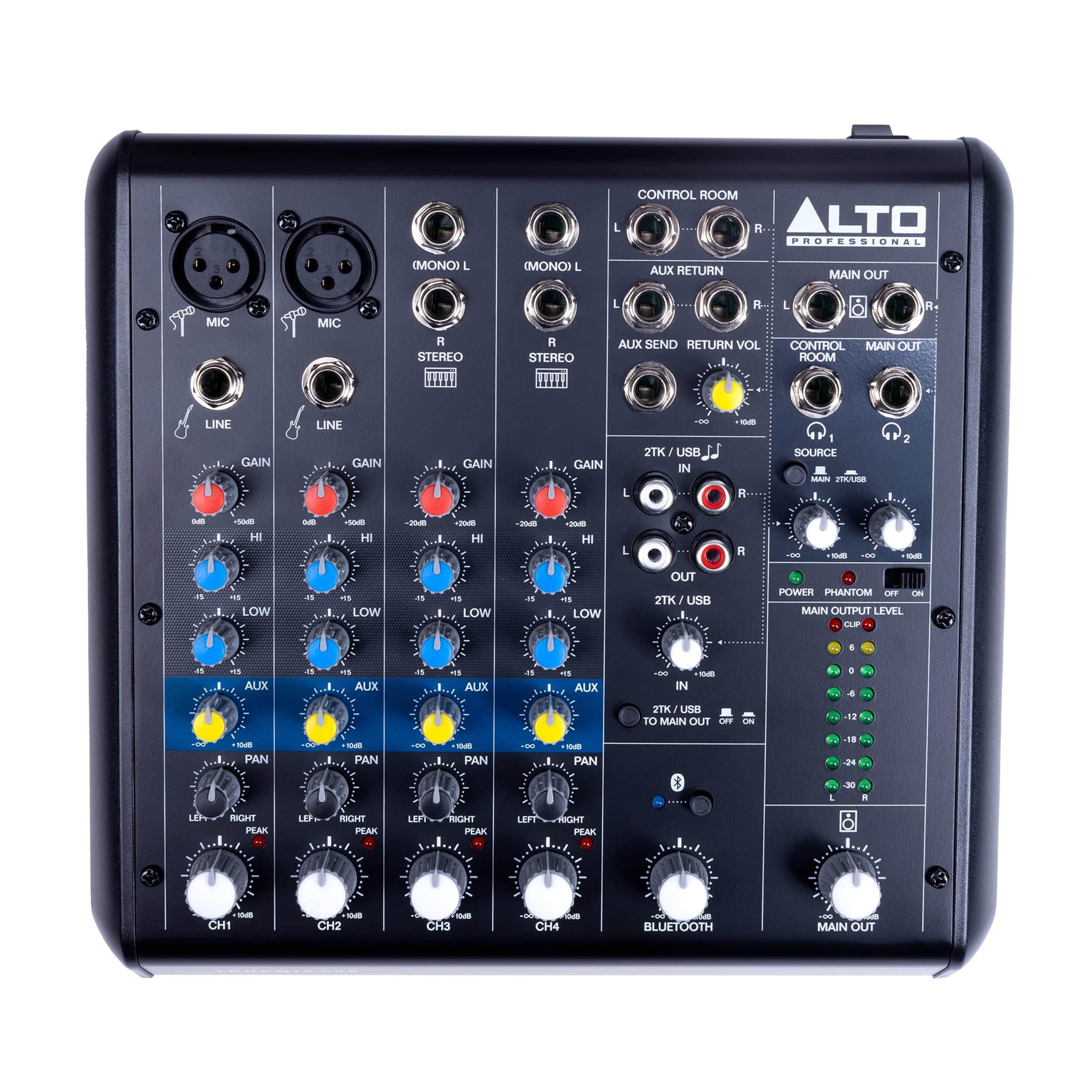 ALTO TrueMix 600 Mixeur Audio avec 2 Entrées Micro XLR, Interface Audio USB et Bluetooth Pour les Podcasts, Concerts, Enregistrements, DJ, Mac et Windows