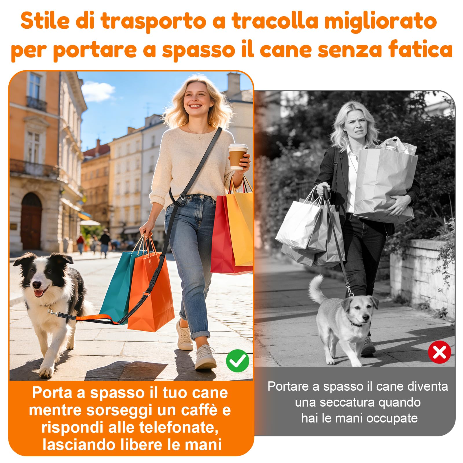 X XBEN Guinzaglio Cani Mani Libere, Multifunzionale Guinzaglio da Corsa per Cani Grande Media e Piccola, Cintura in Vita Regolabile Guinzagli per Cani con Doppie Maniglia Metallo Fibbia, 0,8-2,35 M
