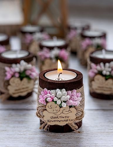 Miniatura 4 de Ju's Favors Wooden Candle Holders (Set of 10), Baby Christening Favors, Girl Christening Favors, Baby Christening Party Favors for Guests.