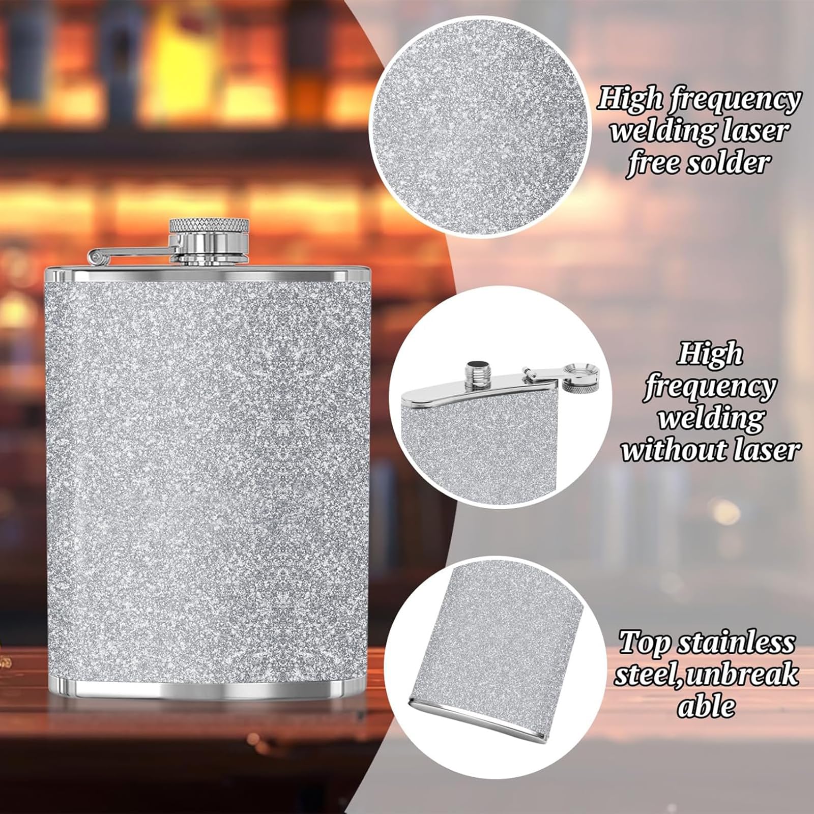 8oz + 6oz Stainless Steel Flagon, 2 Pack Hip Flask for Men HipFlasks for Women Flask Alcohols, HiddenAlcohol Containers - Image 4