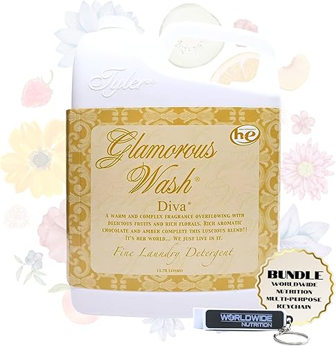 Worldwide Nutrition Paquete, 2 artículos Tyler Glamorous Wash - Detergente fino para ropa - Detergente líquido de lujo para ropa - Lavable a mano y