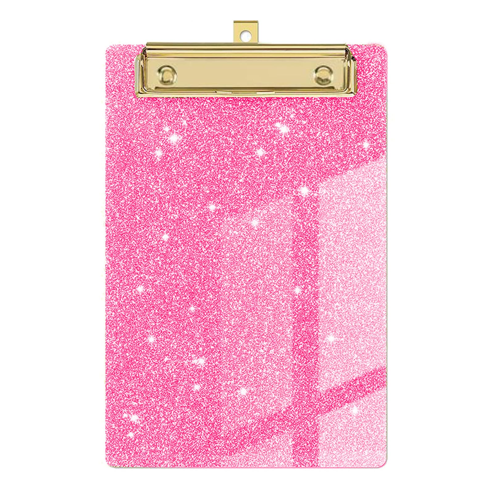 Plastic Acrylic Glitter Clipboard, Stardard Letter A6 Size Clipboards Cute Confetti Clip Board for Classroom, Teacher, Women with Gold Clip, for Office, School (Pink, A6/6โโx4'')
