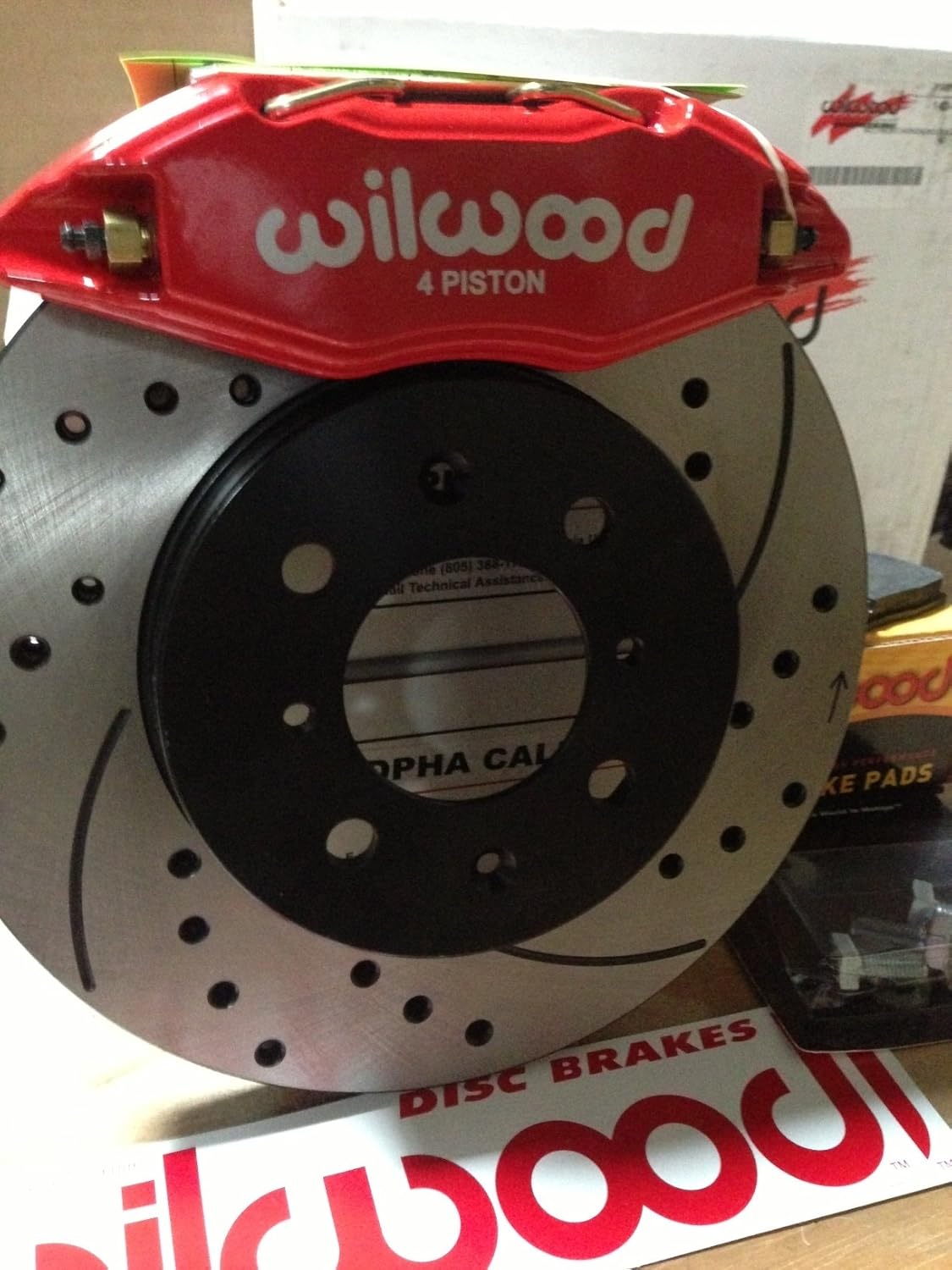 Wilwood Brake System, Forged DPHA, Front, 4 Piston Caliper, 10.320 in Drilled/Slotted Iron Rotor, Offset Hat, Aluminum, Red Anodized, Acura Integra/Honda Civic/Fit 1990-2013, Kit