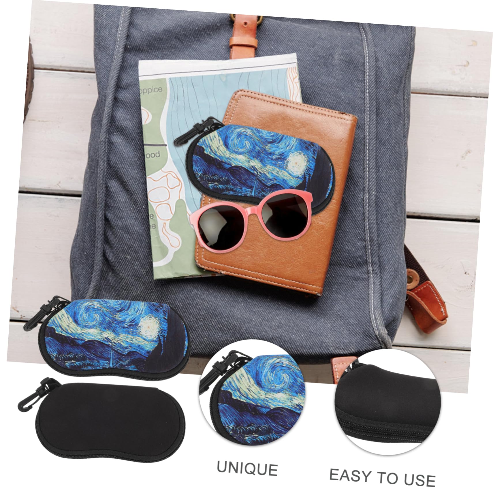 Beavorty Estuche Portátil Con Cremallera Para Gafas Organizador Polarizado Estuche De Viaje Para Gafas De Sol Estuche Rígido De Neopreno Para Mujeres Adultas