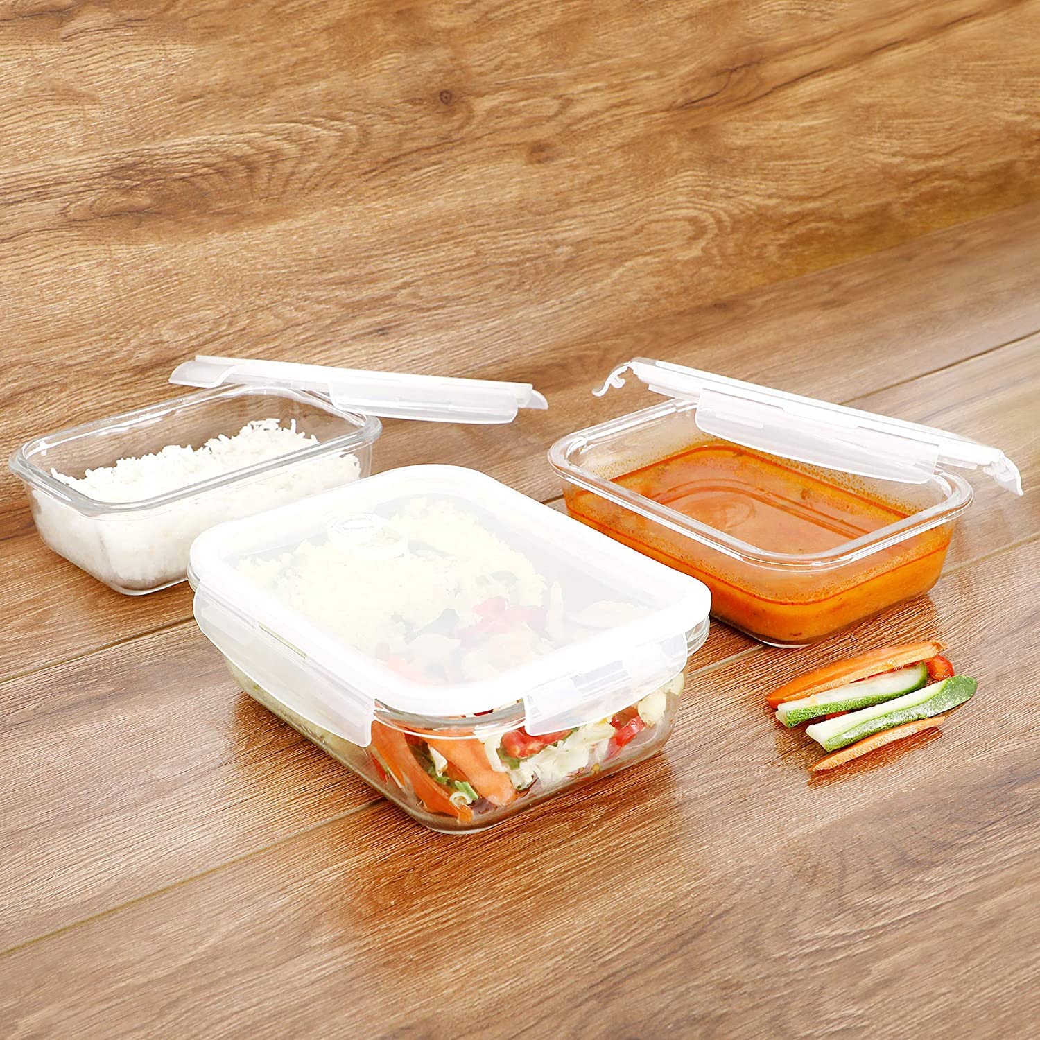 Cutting EDGE Glass Containers - Set of 3 -10 Cutting EDGE Glass Containers - Set of 3 -10