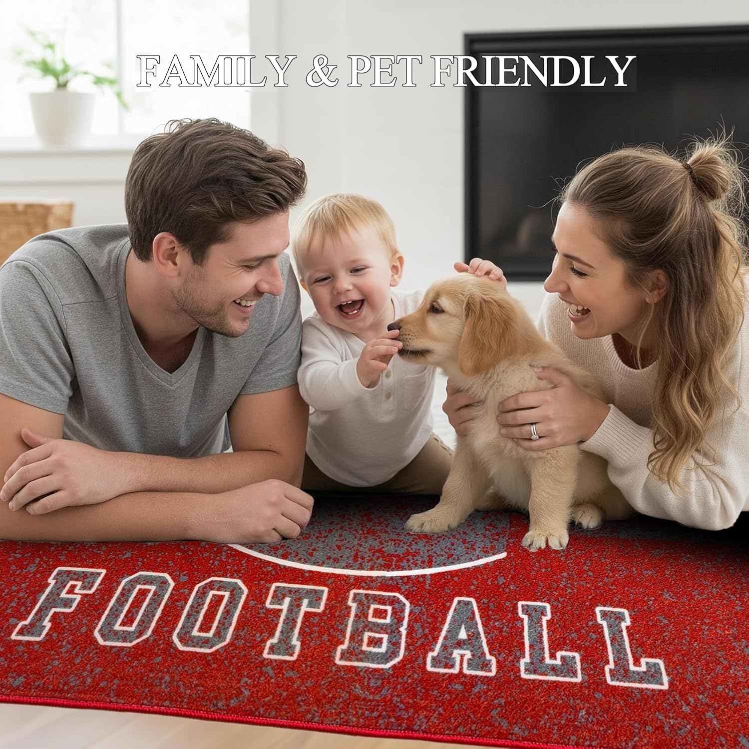 Machine Washable Rug 5x7, Low Pile Indoor Area Carpet for Bedroom Living Room Office Kitchen Dining Laundry Room, Easy-Clean