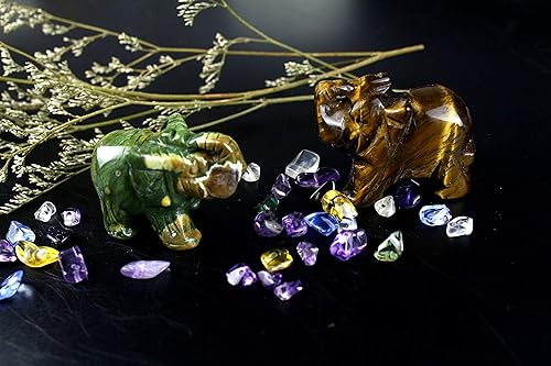 Miniatura 6 de Estatua de elefante con cristales curativos tallados, decoración coleccionable de 1.5 pulgadas (mezcla de 6 piezas)