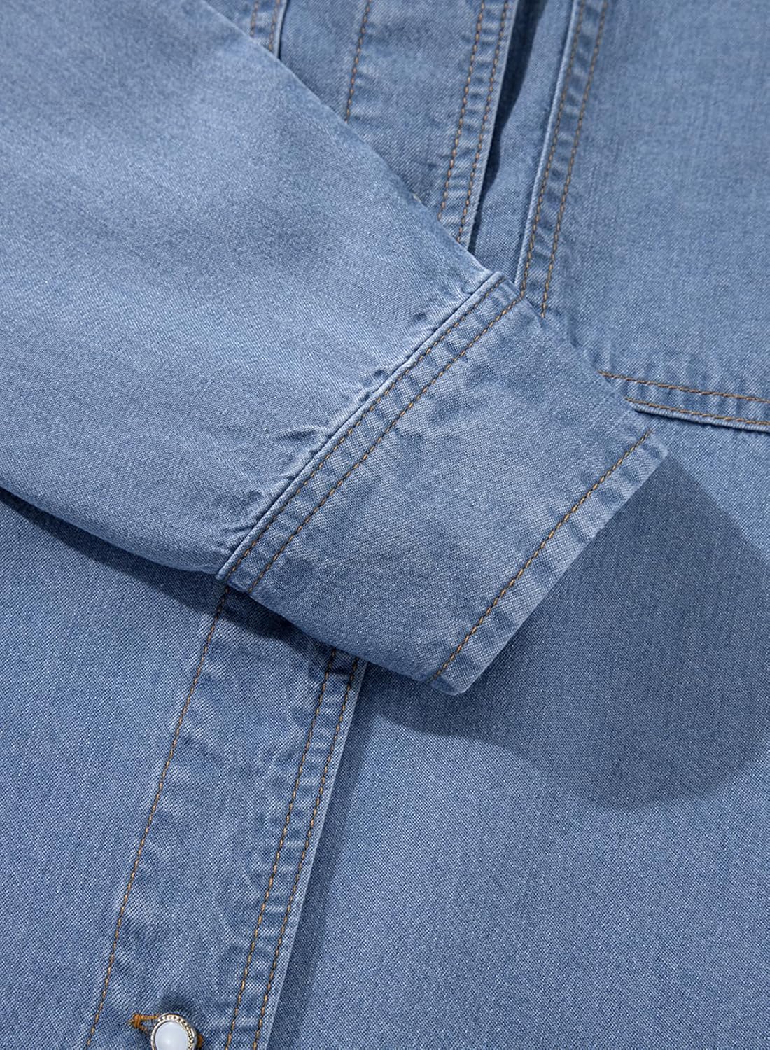 Sidefeel Women's Denim Shirts Button Down Jean Shacket Spring Outfit 2025 Long Sleeve Chambray Blouse Top - Image 6