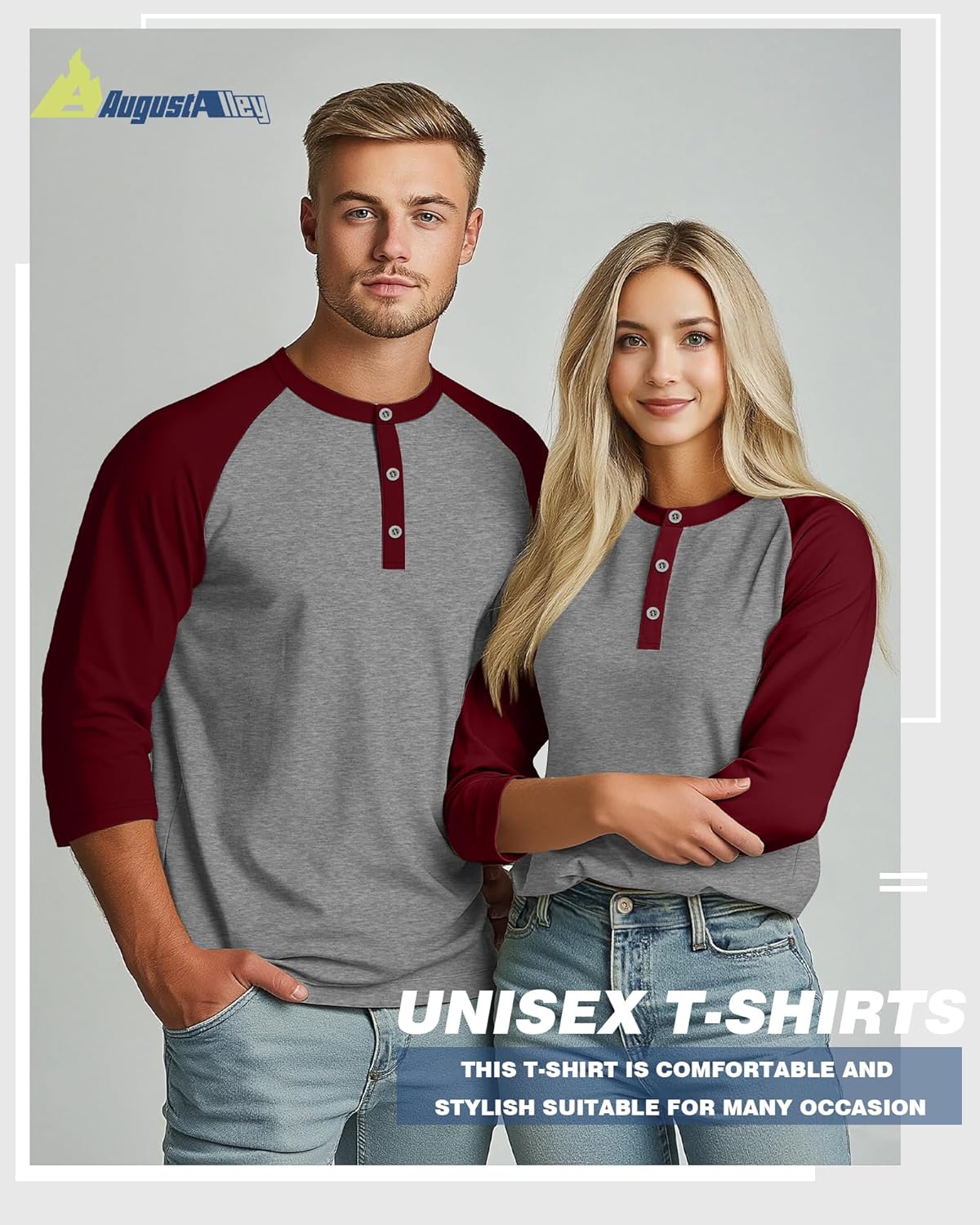 Men's 3/4 Sleeve Baseball Raglan T-Shirts M-5XL,Big and Tall Henley Tops Sport Athletic Jersey Tee Shirt - Image 7