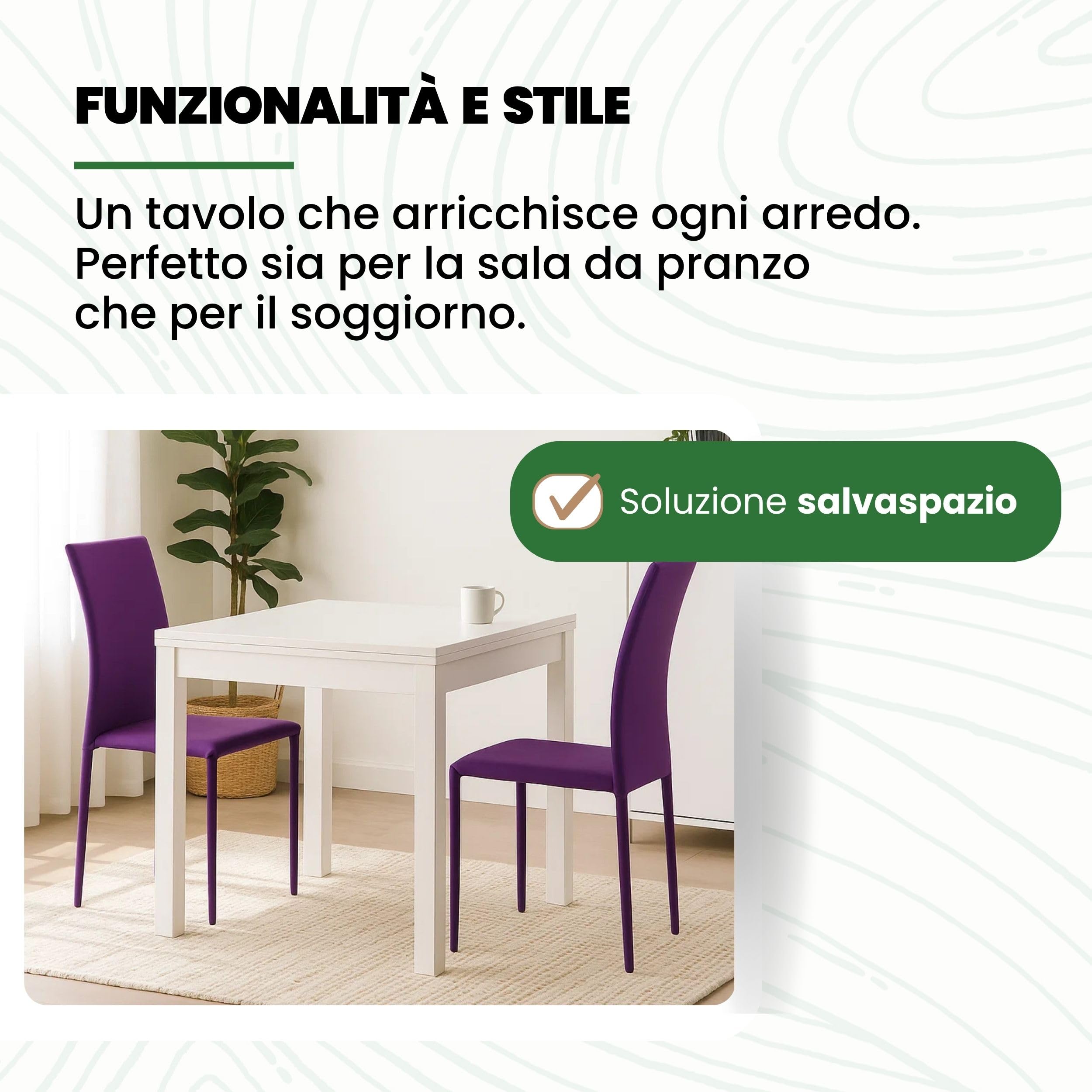 Mar.c.a. Design - Tavolo da Pranzo Quadrato 100x100x76 cm - Apertura a Libro Fino a 200 cm con Piano Piano in Legno Nobilitato - Bianco Frassinato - Made in Italy