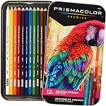 Prismacolor Premier Coloured Crayons, crayons à noyau doux pour les livres de coloration adultes, dessin et croquis, assortis, 12 Nombre